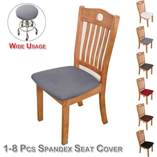 Elastic Spandex Peached Washable Seat Covers Stretch Bar Stool Solid Chair Cushion Slipcover for Dining Room Chair Seat Covers