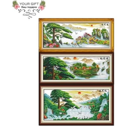 Joy Sunday F039(8)(9)(10) 14CT 11CT Counted and Stamped Home Decoration Guest-greeting pine China Cross Stitch kits