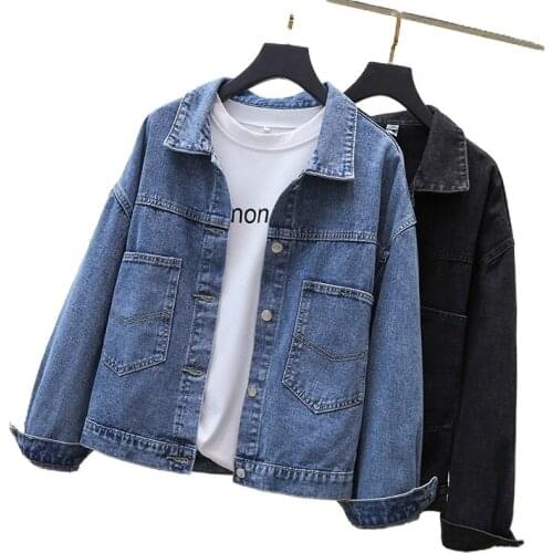 Spring Autumn Women Denim Jacket Long Sleeve Casual Loose Tops
