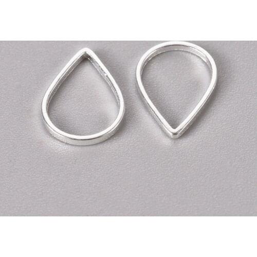Brass Teardrop Linking Rings Silver Color Plated Drop Links Connectors for Earrings Necklace Making Findings 7x11x1mm