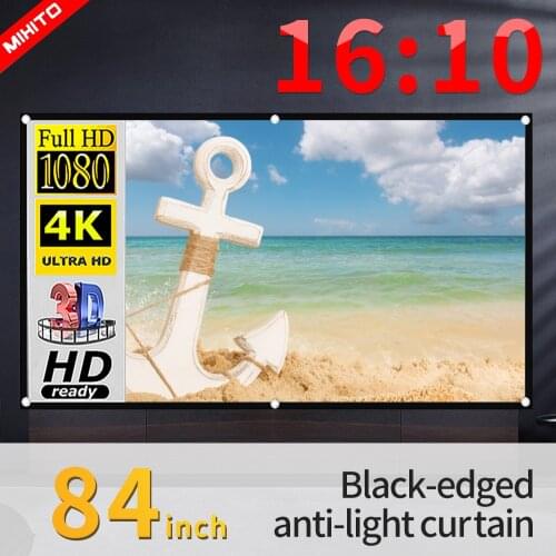MIXITO 84 Inches 16:10 Projector Anti Light Curtain With Black Border And Hole Portable 3D HD Projection Screen