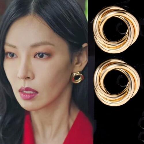 Fashionable new French high-quality atmosphere Earrings Drama Penthouse Kim So-yeon same style Earring