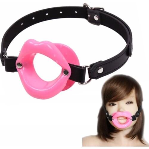 Soft Silicone Leather Open Mouth Gag Restraints for Adults Sex BDSM Restraints Game Big Lips Oral Sex Role Play Erotic Toy