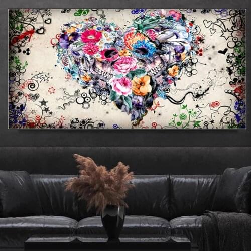 Still life Wall Art Picture Canvas Print Love Heart Painting Abstract Colorful Heart Flowers and Women face Posters Home Decor