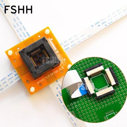 Open Top No welding QFP80 to QFP80 test socket TQFP80 LQFP80 socket Pitch=0.5mm