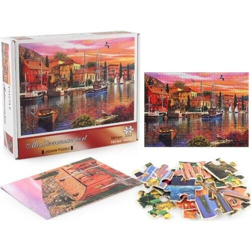 1000 Piece Jigsaw Puzzles Mediterranean Beach Town Jigsaw Puzzle For Adults Kids Gift Creative Decompression Toy