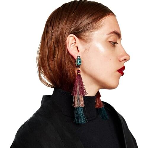 PPG&PGG Bohemian Style Fan Fringe Tassel Earrings For Women Three Layer Statement Girl Party Jewelry Wholesale