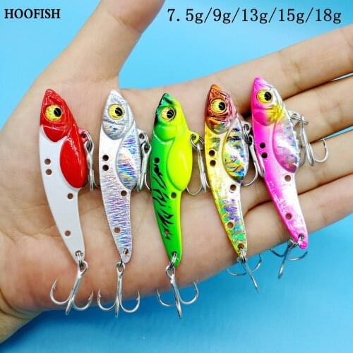HOOFISH 10PCS/LOT Metal Laser VIB Fishing Lure 7.5g/9g/13g/15g/18g Crankbait Vibration Spoon Spinner Bait Fishing Equipment