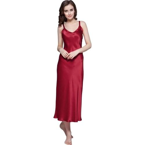Luxury Natural Silk 19 Momme Long & Close Fitting Silk Ladies Nightgown Women Night Sexy Dress Sleepwear Bathrobe