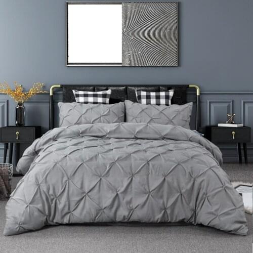 Luxury Pure Color Bedding Set Modern Duvet Cover Set Full Twin Bed Brief Bedclothes Pinch Pleat Comforter Bedding Sets No Sheet