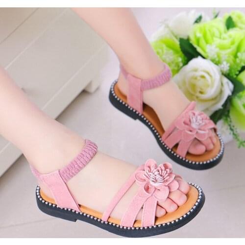 Ainyfu Girls' Sandals 2020 Summer New Childrens Flower Sandals Fashion Princess Shoes Soft Bottom Kids Roman Shoes D426