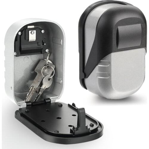 Key Lock Box Wall Mounted Aluminum alloy Key Safe Box 4 Digit Combination Key Storage Lock Box Indoor Outdoor Keys Storage Box