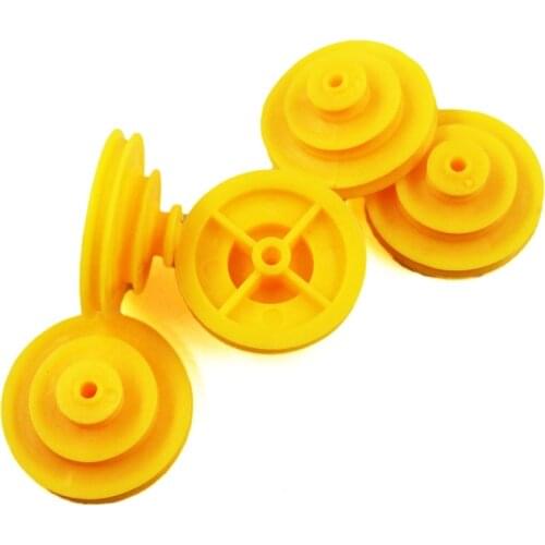 Yellow Belt Wheel 27x18x9 Three Layer Plastic Drive Reducer Pulley Model Toy Technology Parts 5PCS/LOT