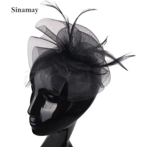 Elegant Ladies Headwear For Women Flower Fascinators Hat Mesh Wedding Women Headdress Tulle Hair Accessories For Church Party