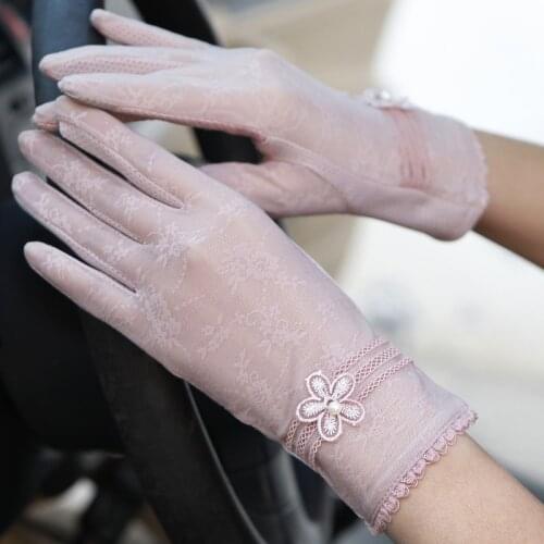 Women Spring Driving Gloves Summer UV-Proof Lace Glove High Quality Non-slip Female Touch Screen Mittens Breathable Guantes