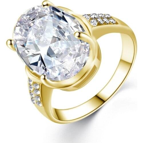 Fashion Hot Sale Alloy Zircon Ring Creative Womens Gold Bottom Oval Punk Ring Exaggerated Micro-inlaid Jewelry