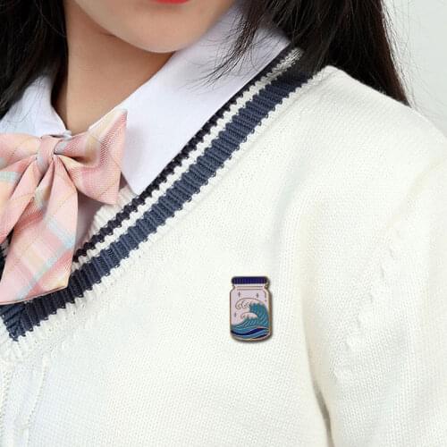 Blue Ocean wave Jar Badge Pin
