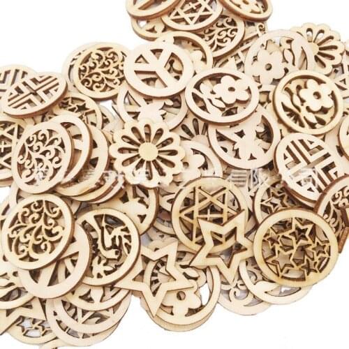 20pcs Laser Cut Wood Embellishment Hollow Out Wooden Flower Shape Wood Discs Unfinished Wood Cutout for Arts Crafts Decorations