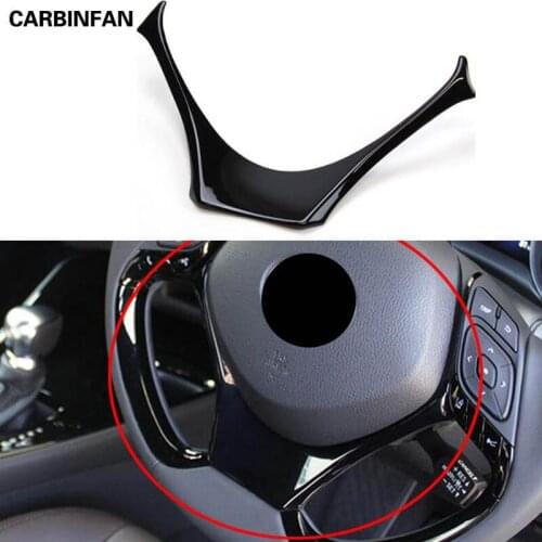 Accessories Car Styling ABS Plastic Black Car Inner Steering Wheel Decorative Cover Trims For Toyota C-HR CHR 2016 2017