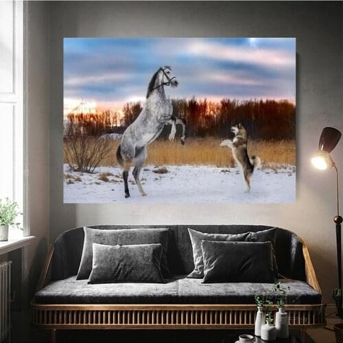 DIY diamond painting full square round diamond inlaid snow husky and horse diamond embroidered animal home decoration gift HR547