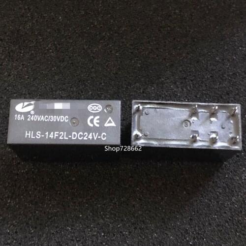 Free shipping lot(10pieces/lot) New HLS-14F2L-DC12V-C HLS-14F2L-DC24V-C 16A 8PINS 12VDC 24VDC Power Relay