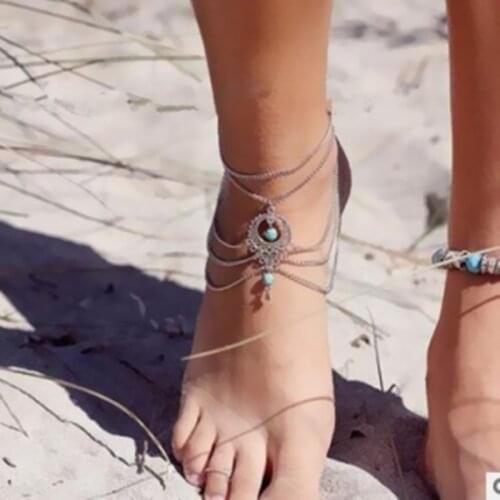 Hot Sales New crystal Beads Anklets Tassel Foot Chain Anklet Bracelet Punk Jewelry Anklets Women Wholesale
