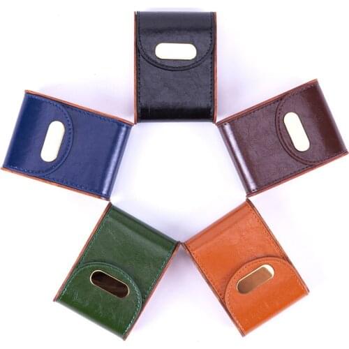 Creative Fashion Solid Wood Retro PU Leather Cigarette Case Wooden Magnet Buckle Flip Cover Portable Smoking Storage Box