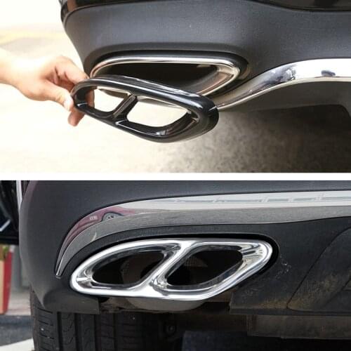 For Mercedes W205 W176 W213 W246 CLA GLC exhaust chrome tailpipes Four tail throat decorative car stickers 2017 2018 2016
