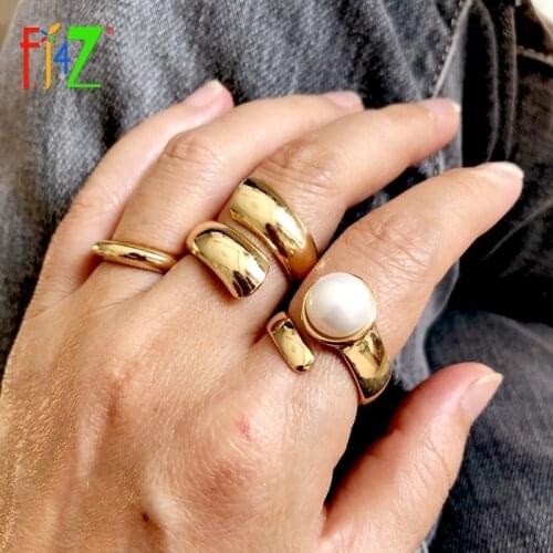 F.J4Z 2021 Trend Finger Rings Womens Fashion Gold Alloy Twisted Rings Rock Lady Cocktail Party Jewelry Gifts Dropship