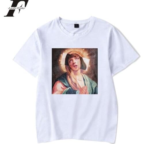 Kpop Harajuku Virgin Mary Men T-shirt Casual Cotton Hip Hop Tops Tees Streetwear T shirt men Funny Tshirts novelty top