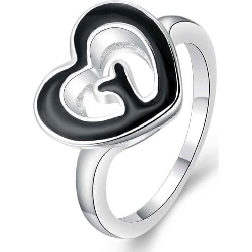 Hot sell Fashion New Brand Design Luxurio silver plated engagement ring Heart shaped baking opal Personalized