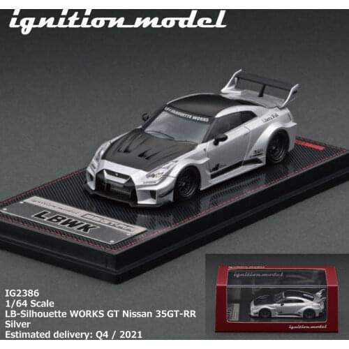 IG 1:64 LBWK LB Silhouette WORKS GT Nissan 35GT RR Silver Diecast Model Car