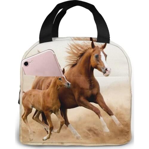 Insulated Lunch Bag Thermal Baby Horse And His Mom Tote Bags Cooler Picnic Food Lunch Box Bag For Kids Women Girls Men Children