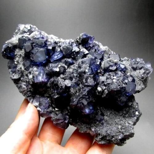 782g Royal Blue Fluorite Cluster on Matrix - crystals and stones healing Mineral specimen Home Decor feng shui decoration