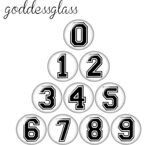 0-9numbers 10pcs mixed 12mm/18mm/20mm/25mm Round photo glass cabochon demo flat back Making findings