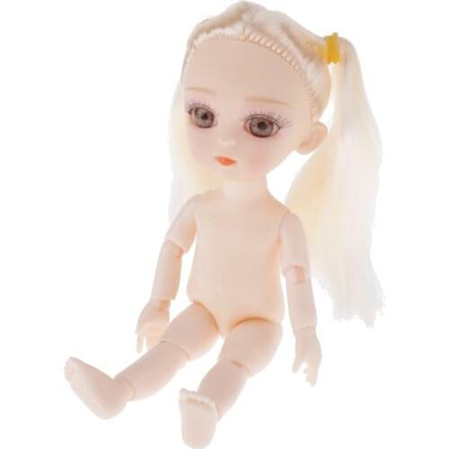 13 Joints 16cm Dolls Normal Skin Tone Body Girl Model w/ White Hair