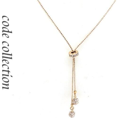 Fashion Tassel Crystal Ball Pendant Necklace Office Career Romantic Chain Necklace For Women Girl Adjustment Stretch Sweater