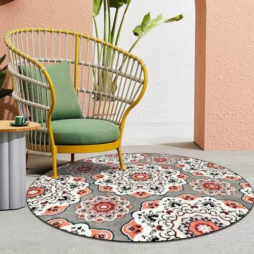 Fashion National Style Big Flower Grey Living Room Bedroom Hanging Basket Chair Circular Mat Carpet CustomizationCustom Size