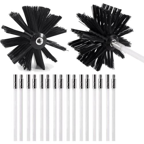 LUDA Dryer Vent/Duct Brush Cleaning Kit, Chimney Cleaning Kit Lint Remover, Extends Up to 16 Feet, 2 Pack Brush Head