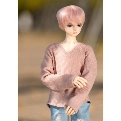 BJD doll clothes is suitable for 1/3 1/4 size MSD DD pink v-neck sweater loose-fitting underlayed sweater top doll accessories