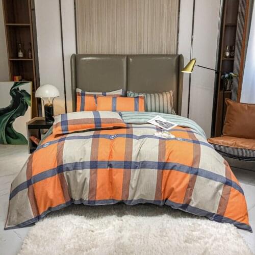 Nordic Douvet Cover Geometry Bed Sheet Cartoon Twill Brushed Bedclothes Single Double King Queen 200x230cm Bedding Set