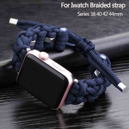 Men Women Sports Woven Nylon Strap for Apple Watch Band 44mm 42mm 40mm 38mm Rope Bracelet for IWatch Series 5 6 SE 4 3 Wristband