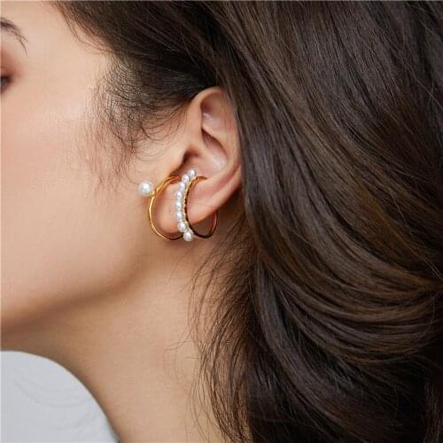 Clip On Earrings For Women New Fashion Pearl Beads Ear Clips Gold Fake Piercing Earring Girls Gift Ear Jewelry 2020