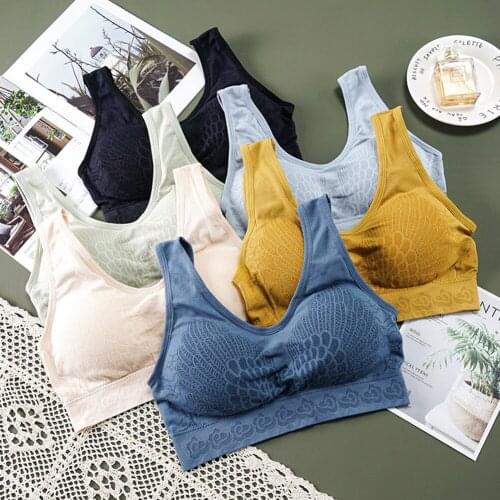 Sports Bra Lingerie Lace Solid Color Cross Side Buckle Without Rims Gathered Sports Underwear Sleep Bra New Soft Female Tank Top