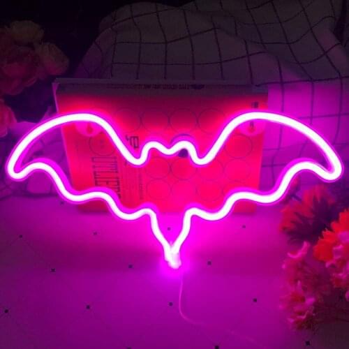 Led Lights Bat Shape Holiday Party Decoration Bedroom Night Neon Lights Indoor and Outdoor JS22