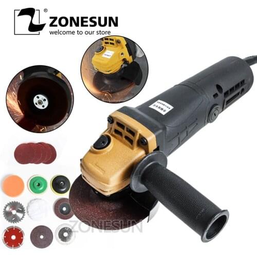 ZONESUN Angle Grinder 11500r/min Cutting Polishing Machine Hand Wheel Electric Concrete Angular Grinding Domestic Multifunction