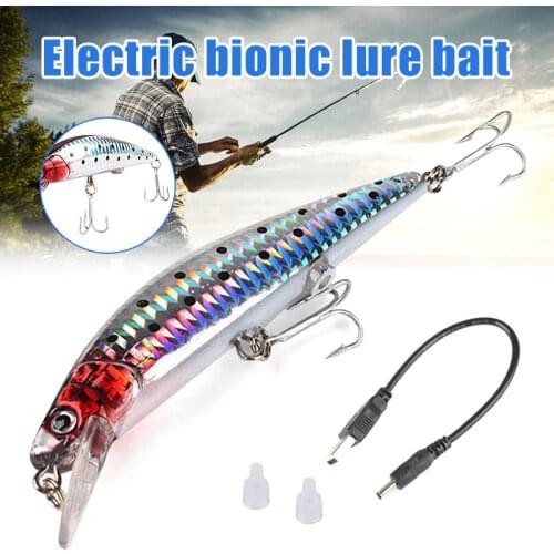 Fashion Super Life-like Vibrating Electric Fishing Lure with USB Rechargeable and LED light for night DO2
