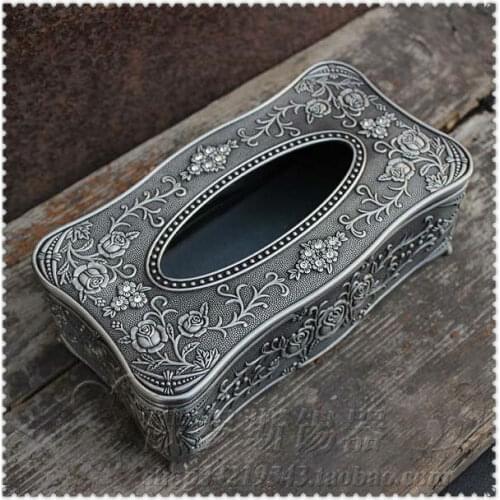 High quality Europe metal carved desktop tissue box tissue box holder napkin holder tissue paper box home accessories ZJH007