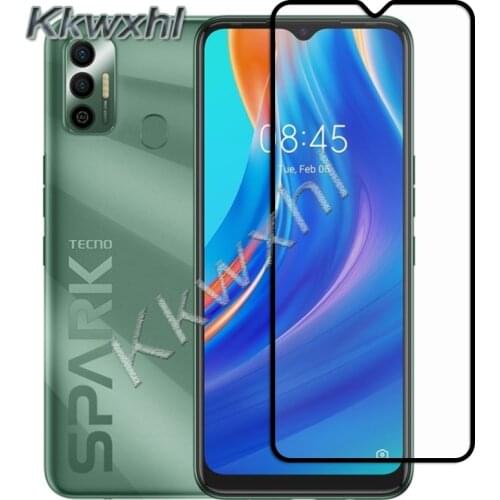 Tempered Glass For Tecno Spark 7 Full GULE Cover 9H Protective Film Screen Protector ON Tecno Spark7 7T KF6j, KF6i 6.5"