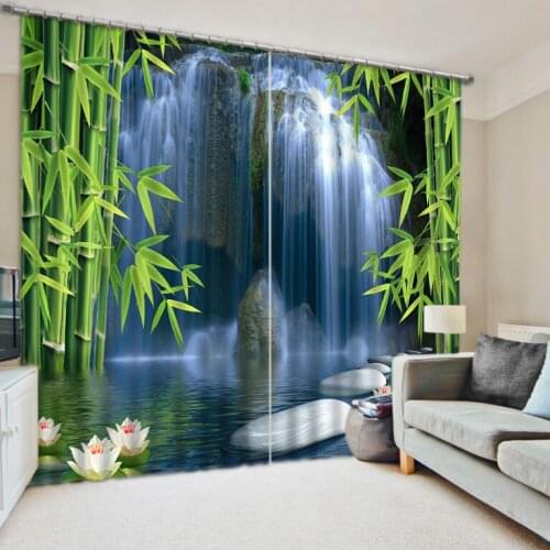 HD Blackout 3D Window Curtain Waterfall Sheer Curtains Living Room Bamboo Kids Bedroom Curtains High-Precision Shade Cortinas